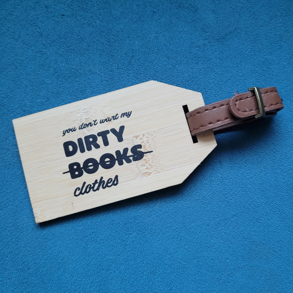 Wooden Luggage Tag with Brown Strap